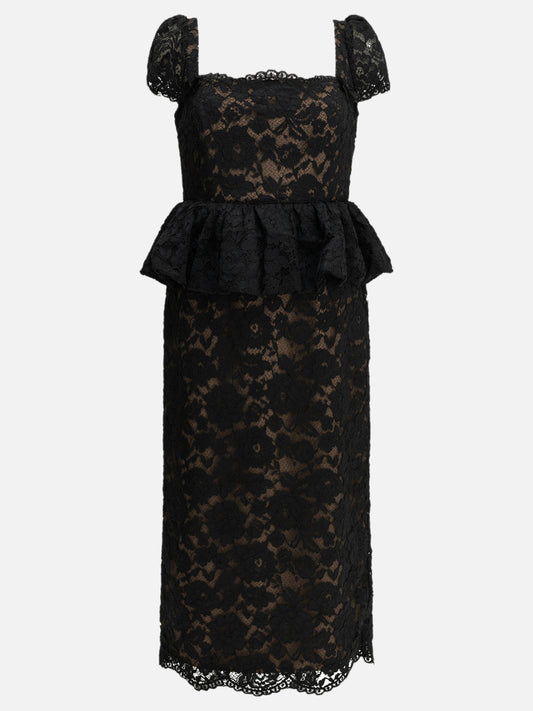 Self-portrait Midi-length sheath dress with ruffles Black


