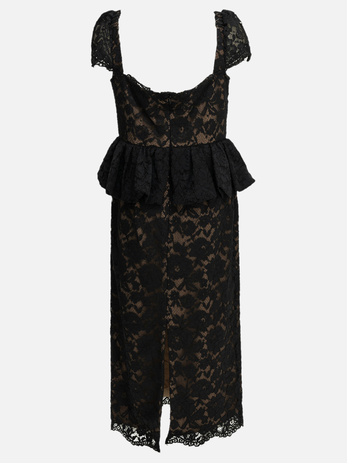 Self-portrait Midi-length sheath dress with ruffles Black

