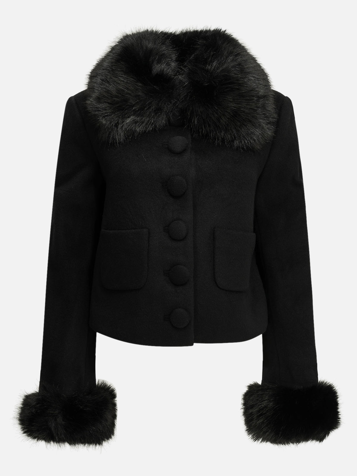 Self-portrait Short wool coat Black

