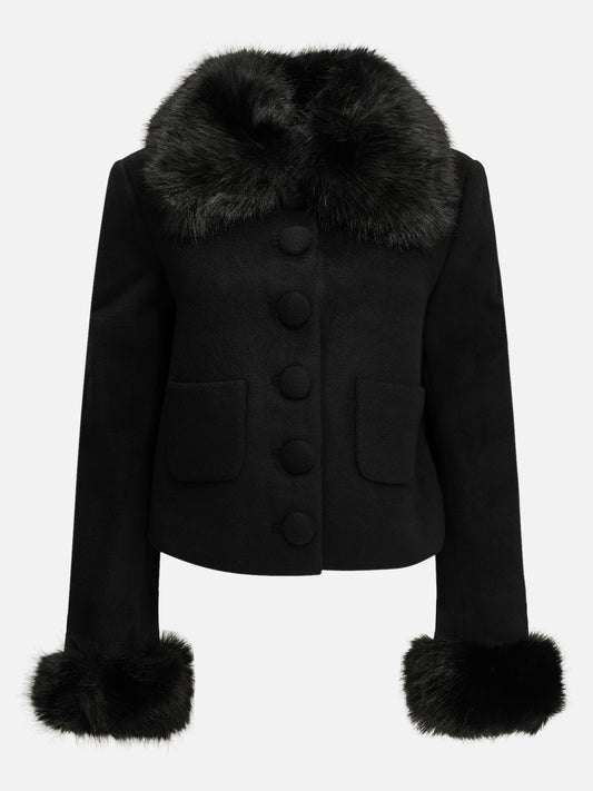 Self-portrait Short wool coat Black

