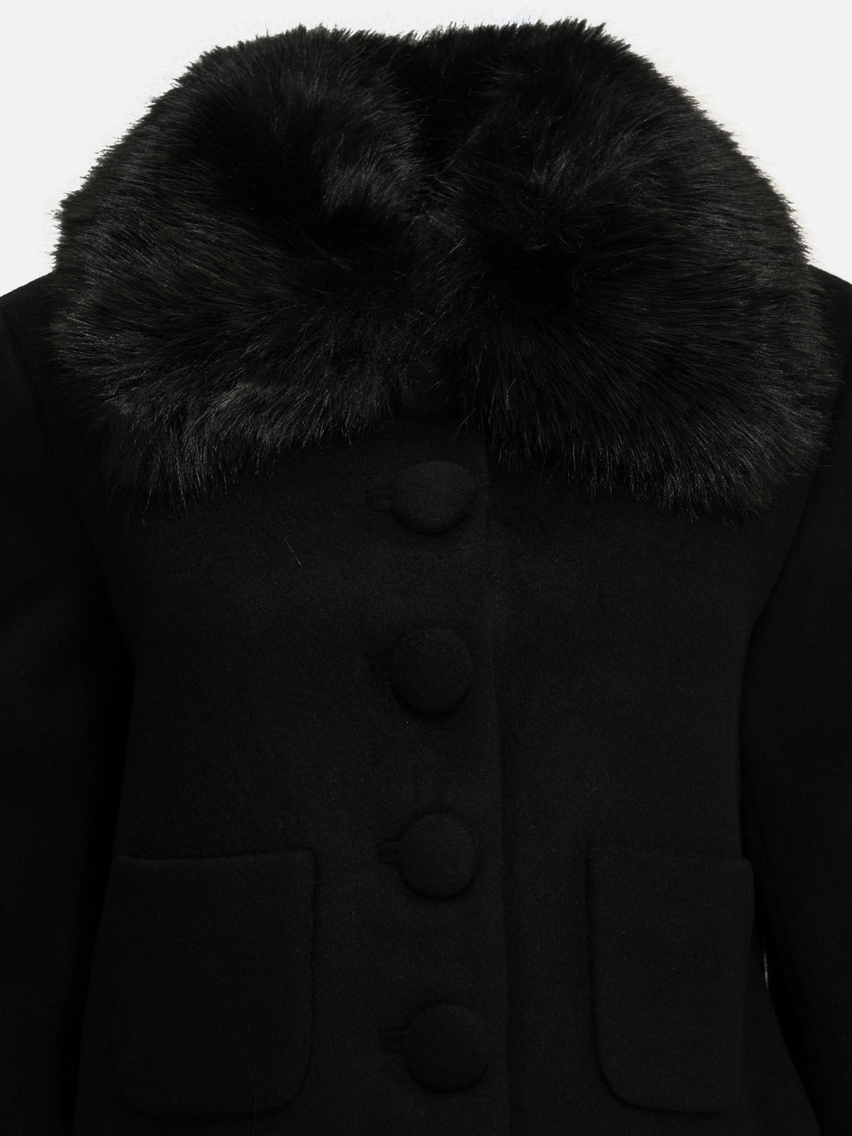 Self-portrait Short wool coat Black - VIETTI