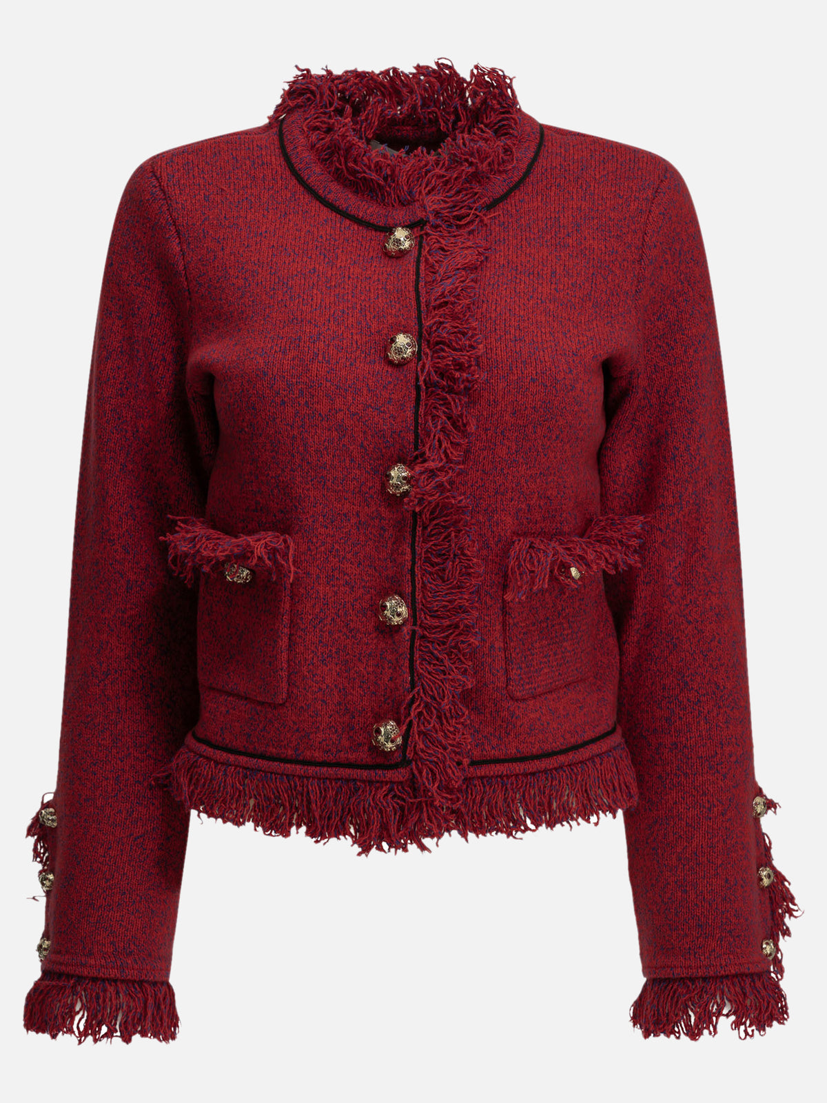 Self-portrait Fringed blazer Red