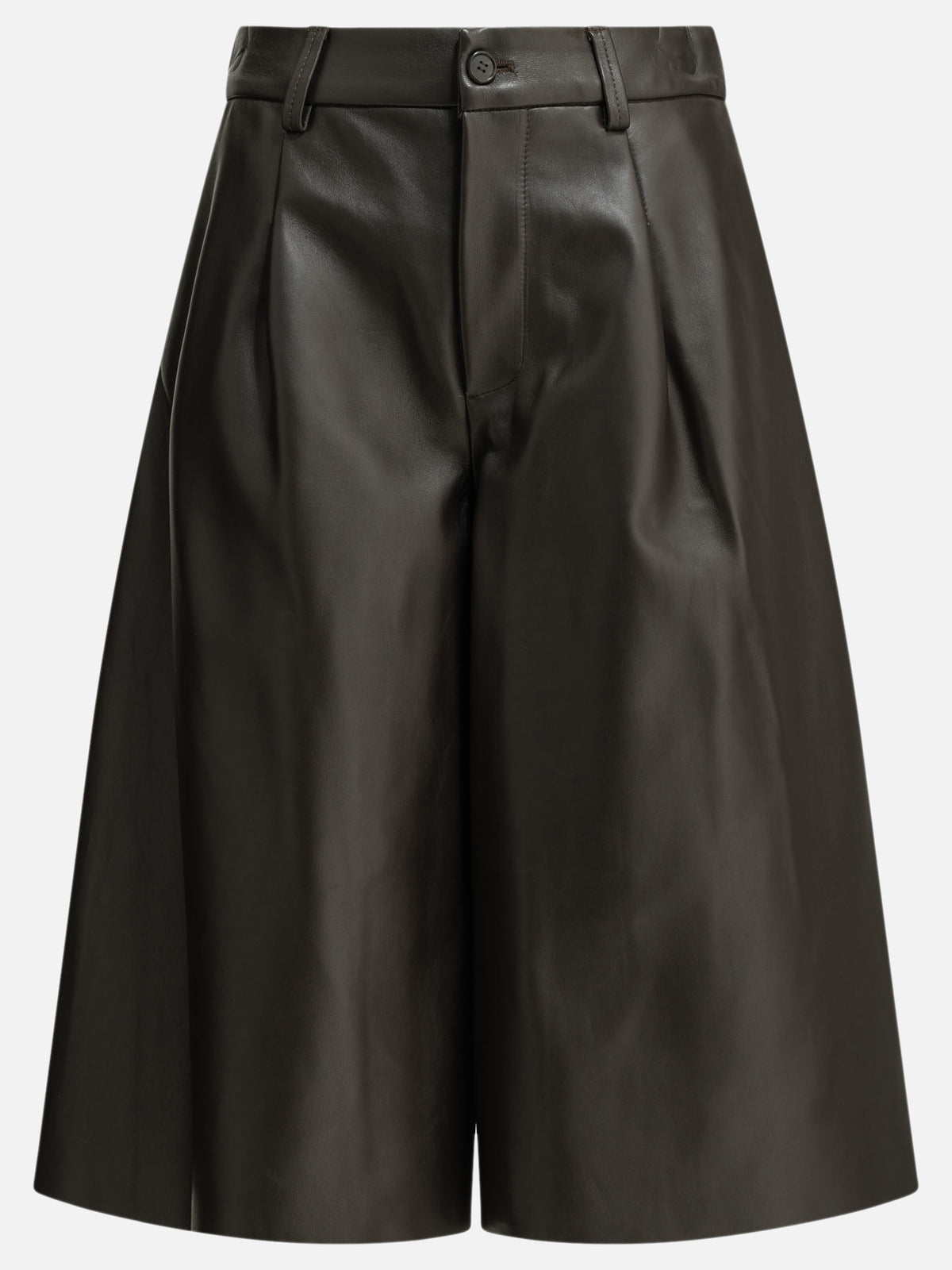 Semper Formal leather shorts Brown - VIETTI