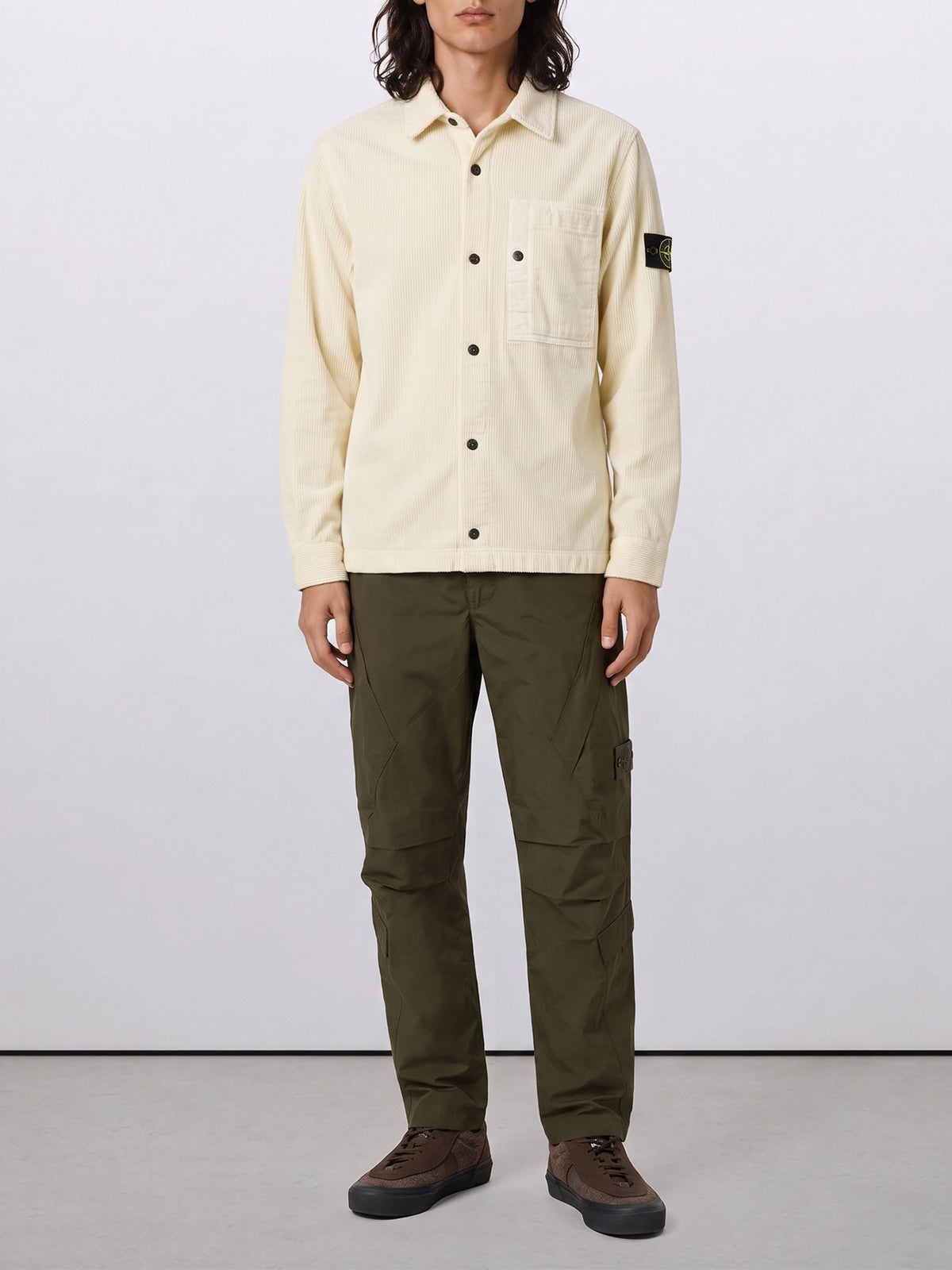 Stone Island "Corduroy 800" Overshirt Jacket White - VIETTI