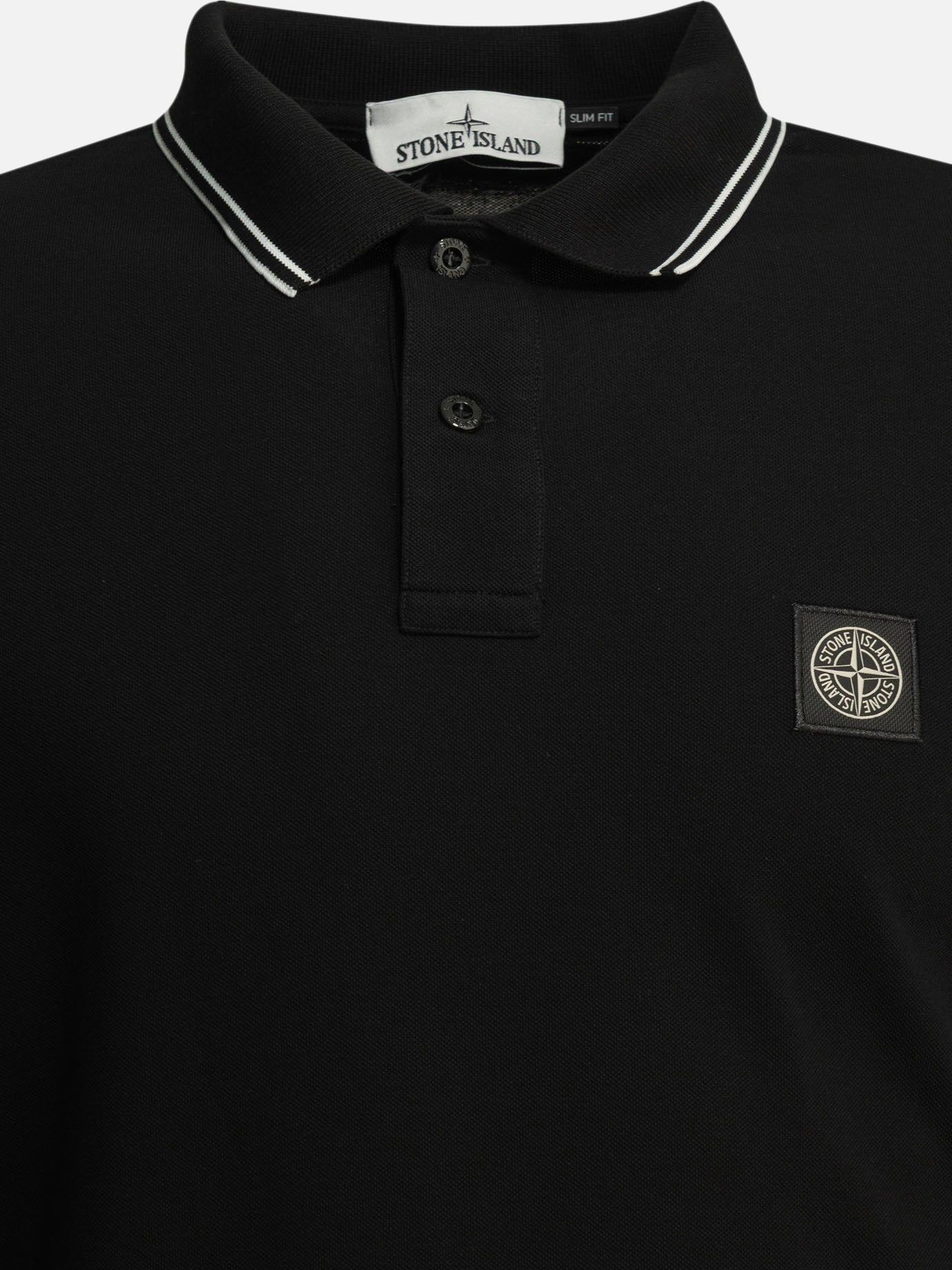 Polo con bottoni Logo  Nero - Stone Island Uomo | PDP | VIETTI Online Store | thumbnail_3