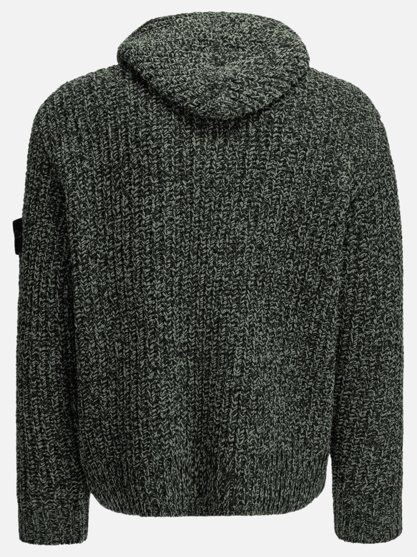 Stone Island Zip-Up Sweater Made of Mouliné Cotton Green - Men