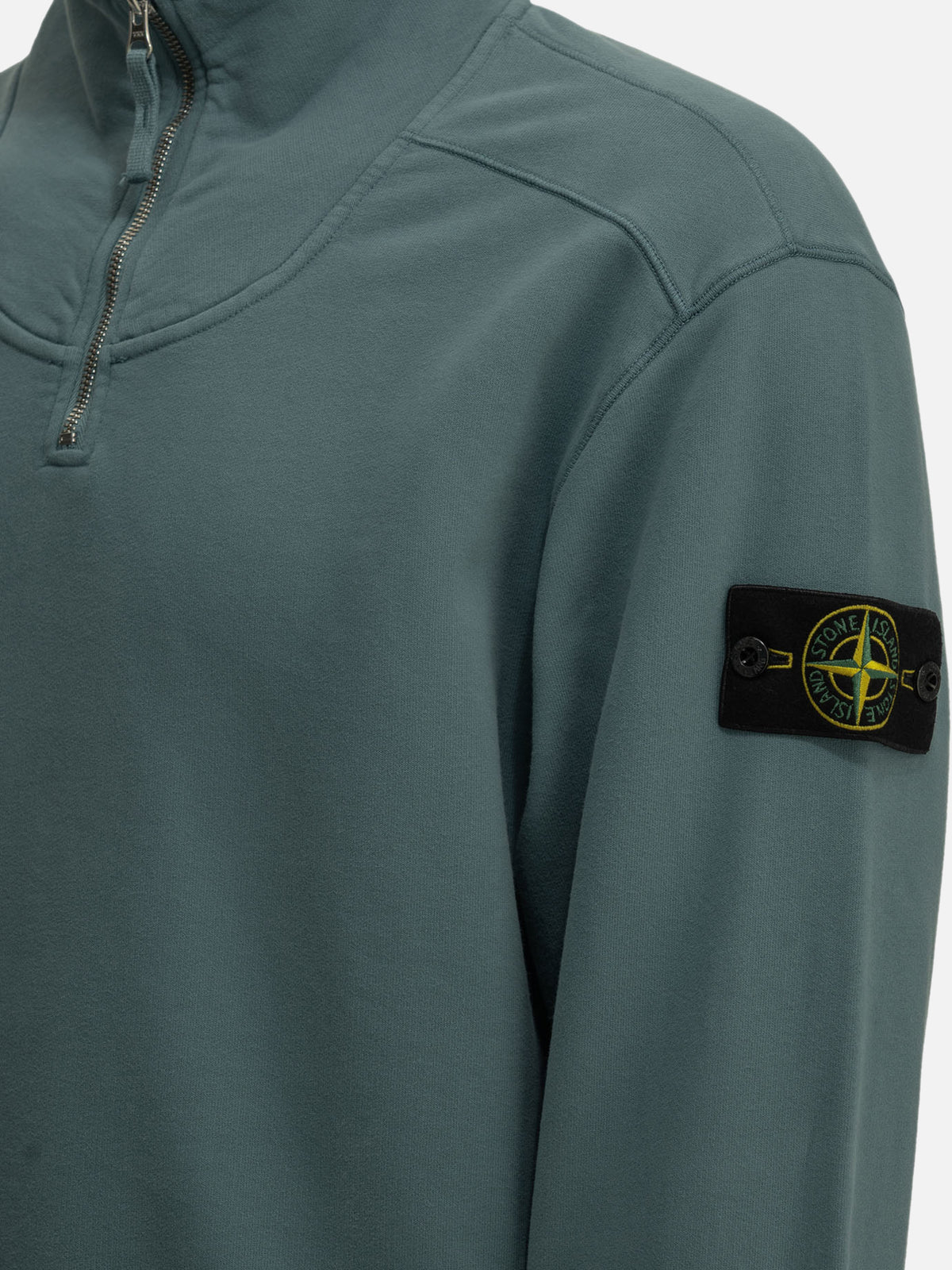 Stone Island Half-Zip Sweatshirt with Logo Light blue - VIETTI
