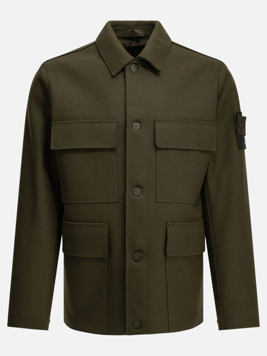 Stone Island Overshirt Jacket with Logo Green

