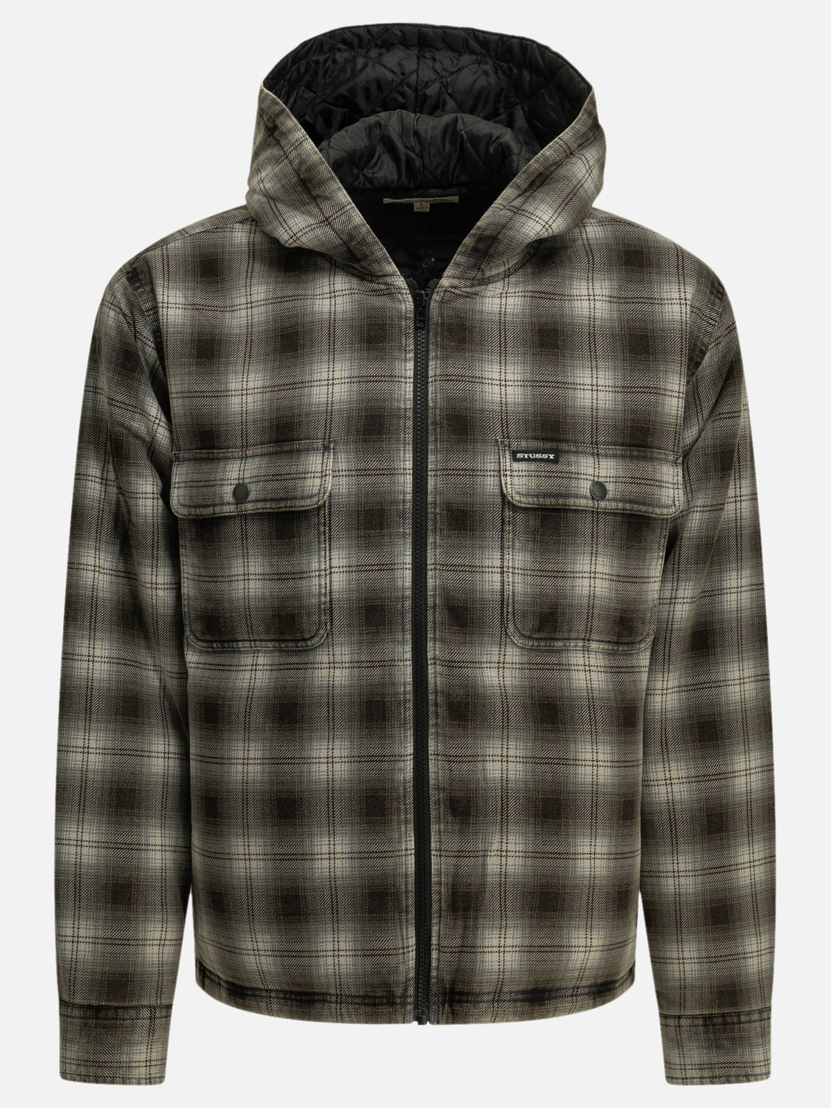 Stüssy Hooded Overshirt jacket Grey - VIETTI