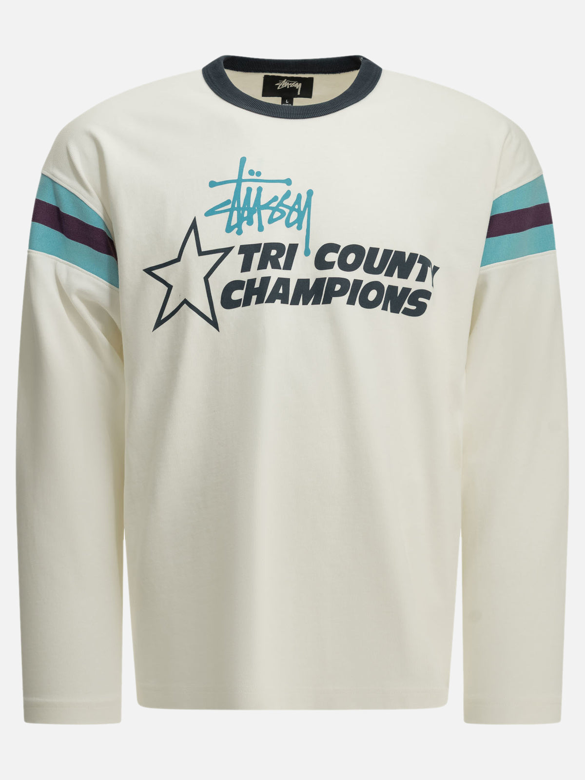 Stüssy "Ringer" Crew-Neck T-Shirt White - VIETTI