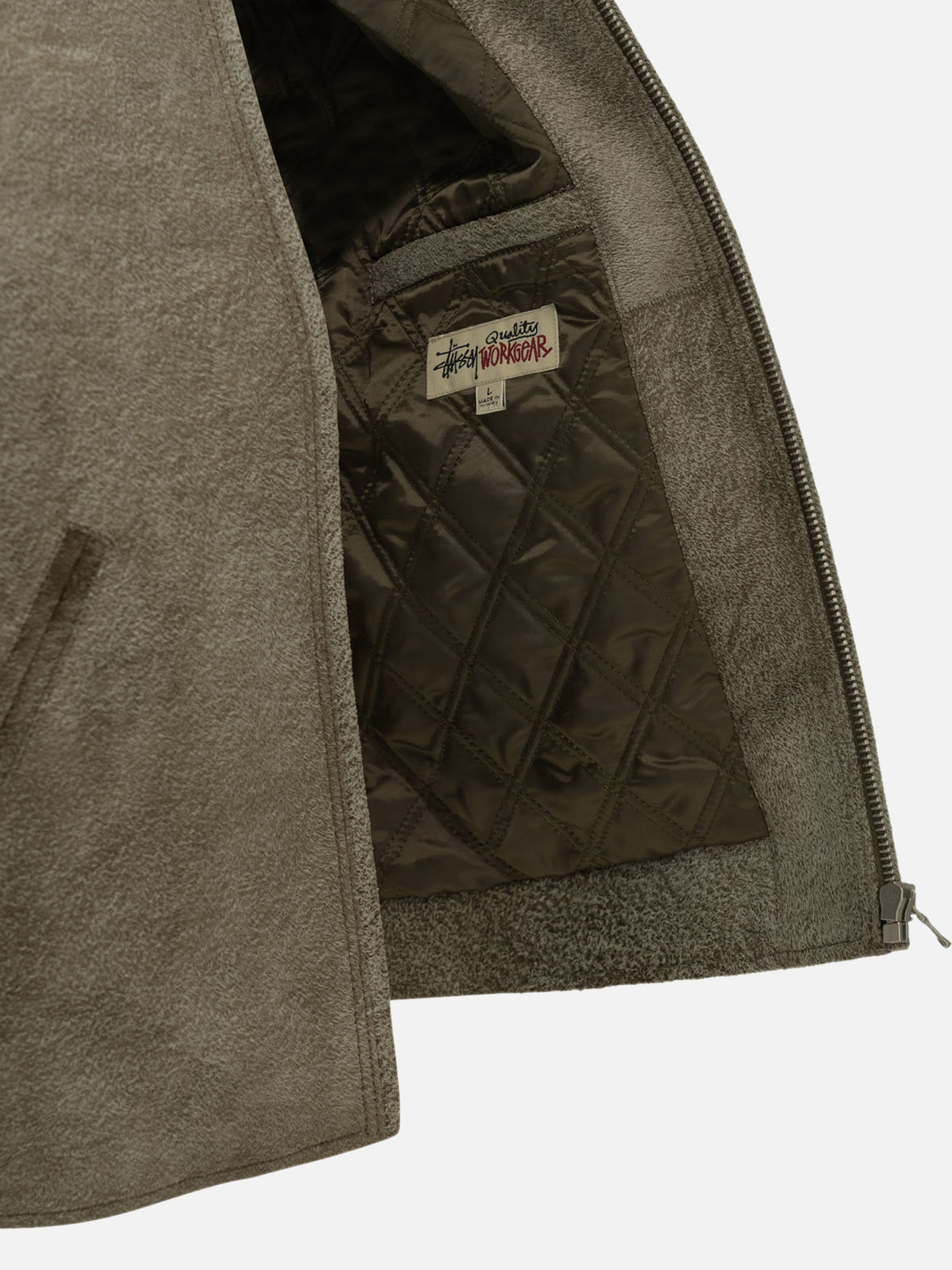 Stüssy "Garage" Leather Jacket Beige

