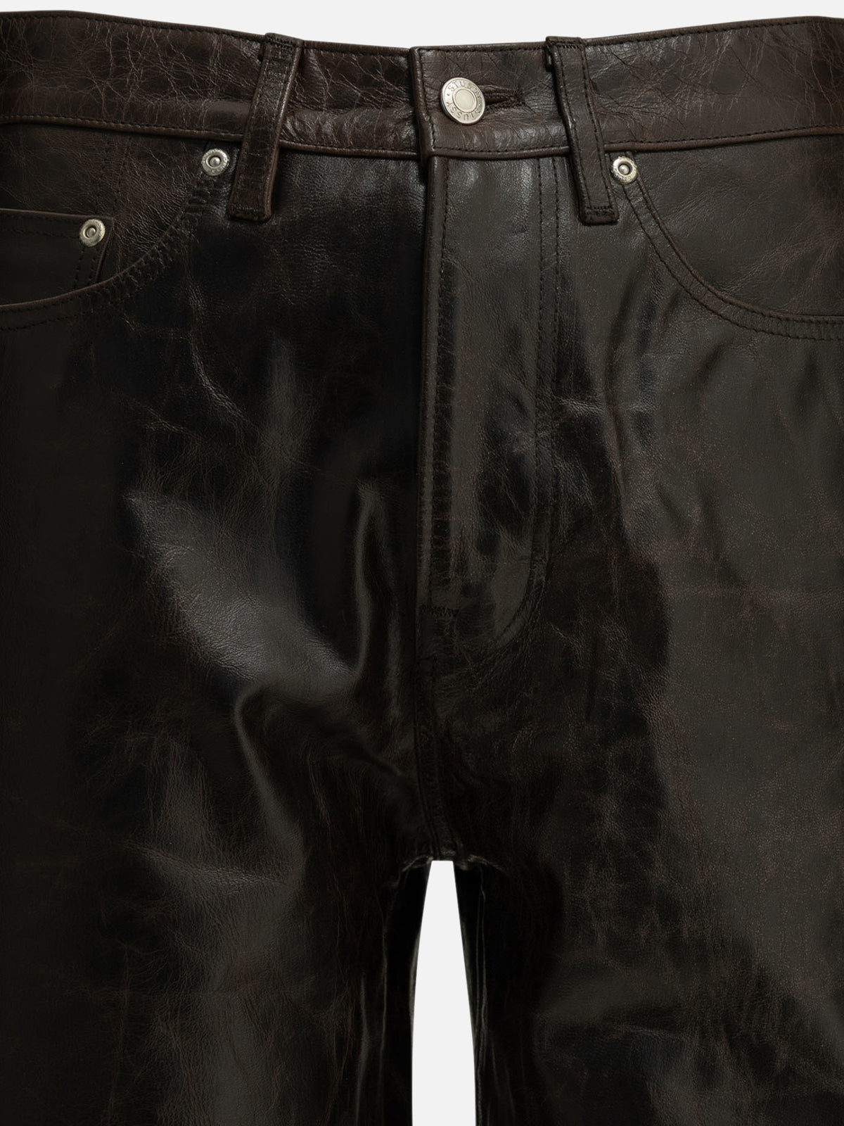 Stüssy Casual leather pants Brown

