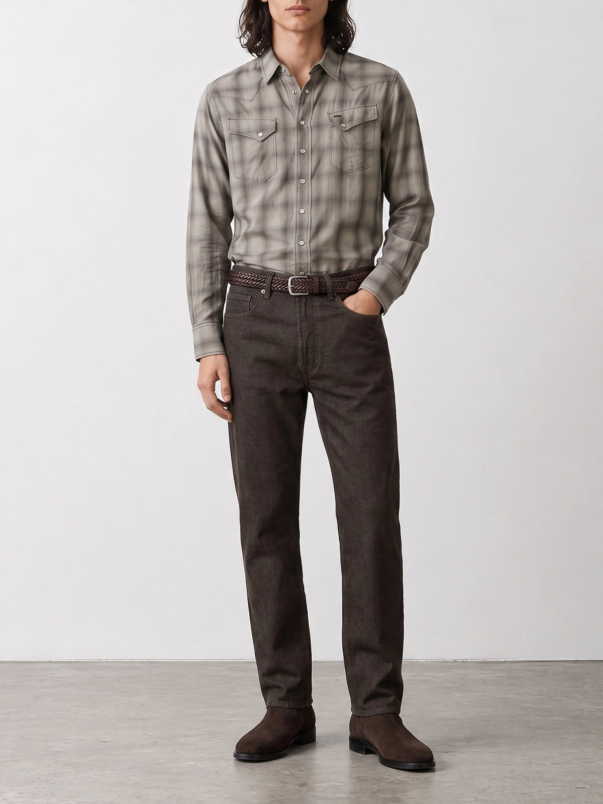 Sugar Cane Casual plaid shirt Grey - VIETTI