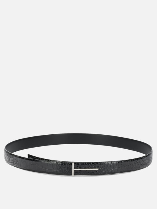 Tom Ford "T Line" Leather Belt Black

