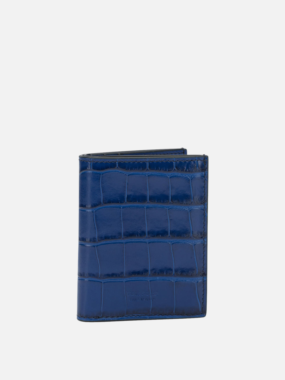 Tom Ford Foldable crocodile-print cardholder Blue - VIETTI