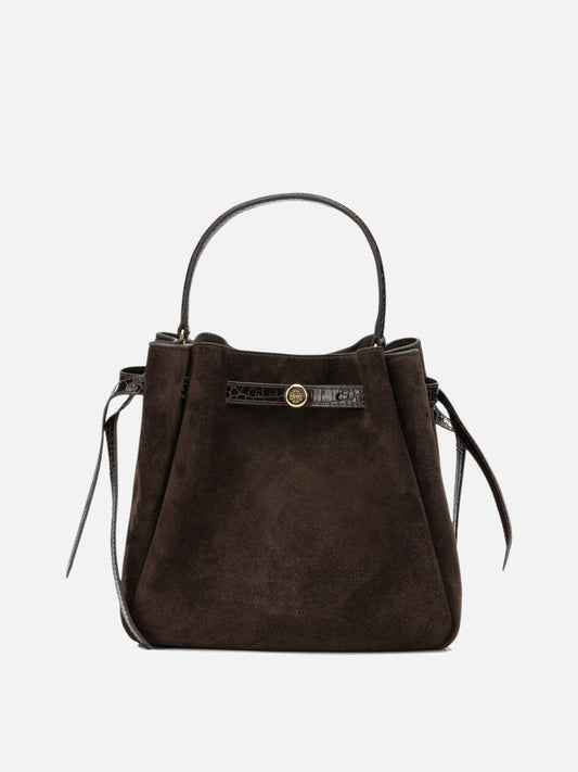 Tory Burch "Romy Suede" Small Handbag Brown

