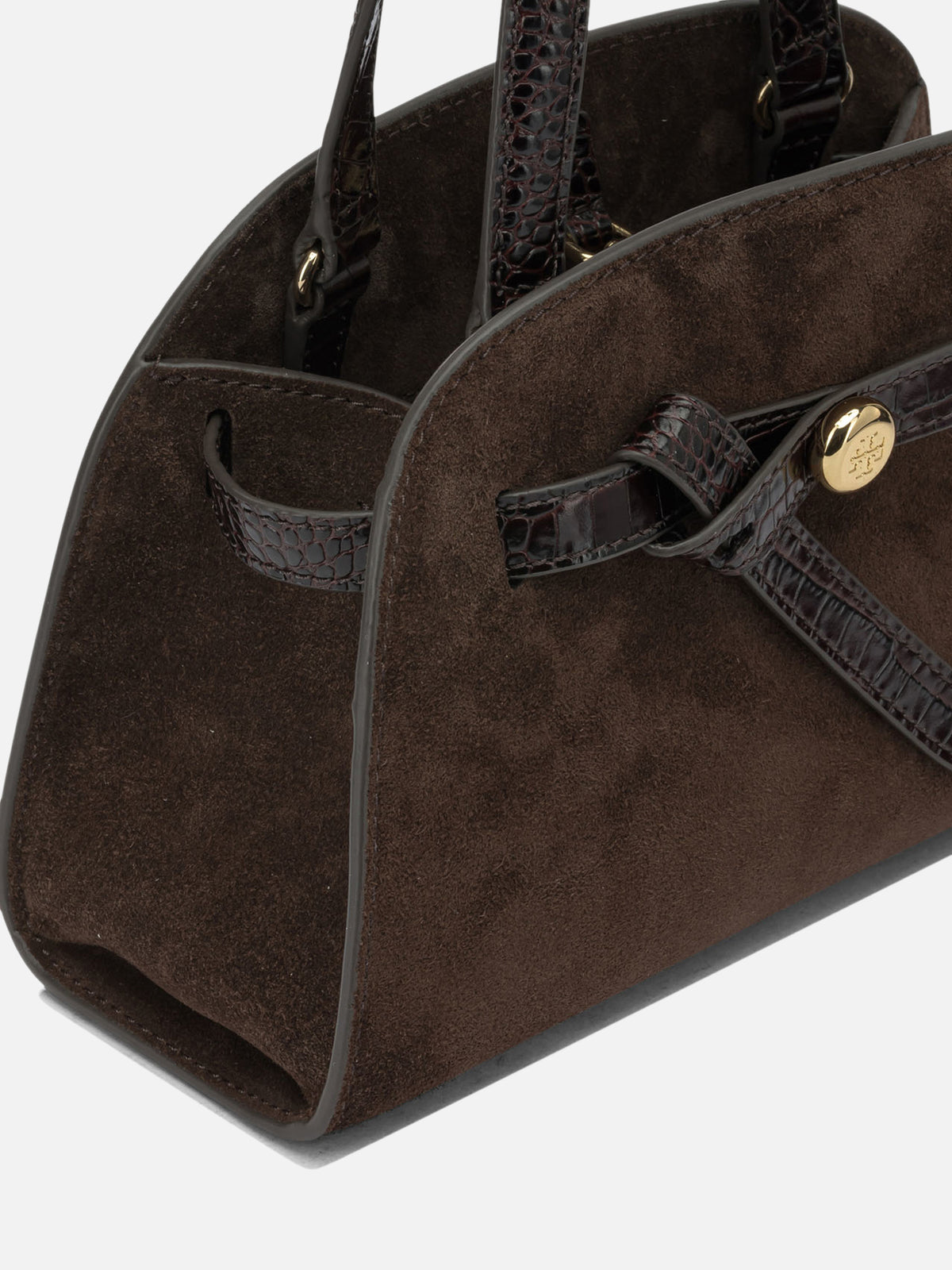 Tory Burch "Romy Bauletto" Small Handbag Brown

