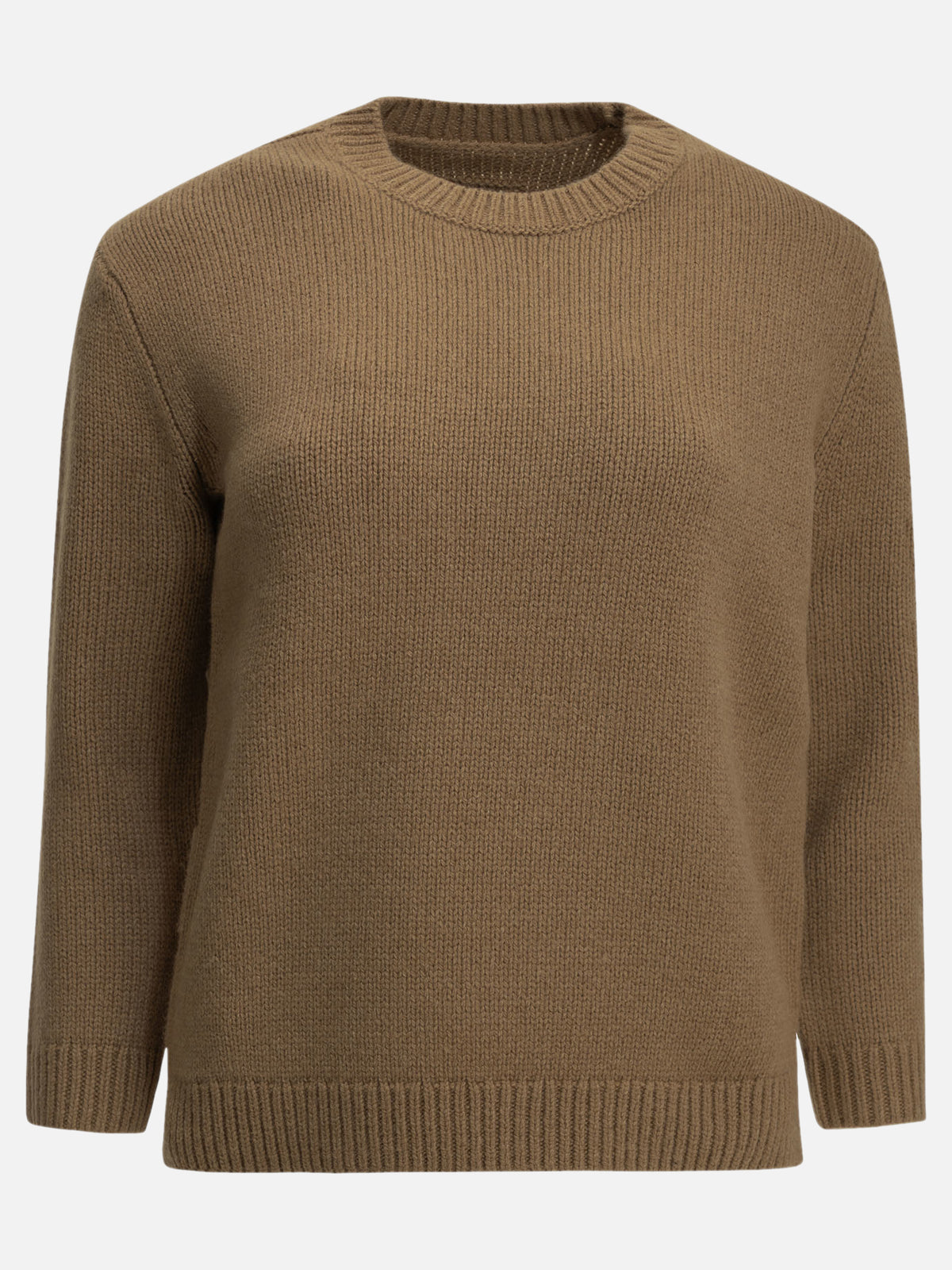 Toteme Camel-colored crew-neck sweater Brown - VIETTI