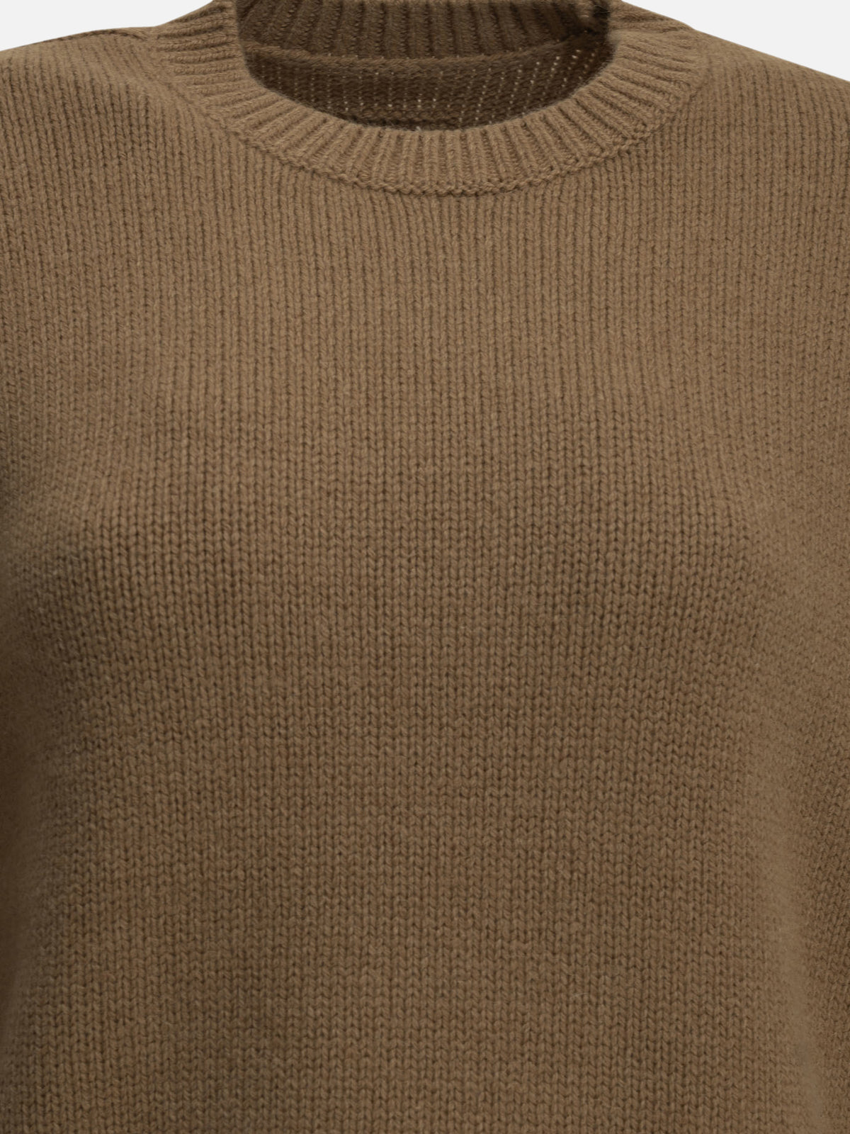 Toteme Camel-colored crew-neck sweater Brown - VIETTI