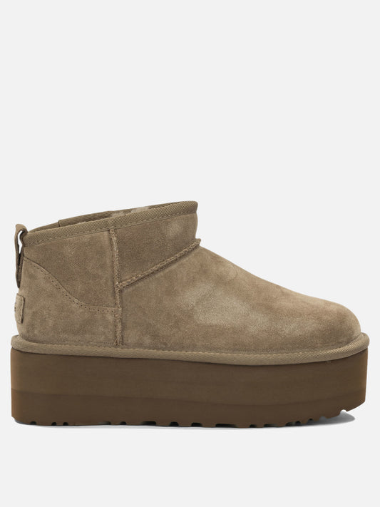 Ugg "Classic Ultra Mini Platform" Pull-On Ankle Boots Brown

