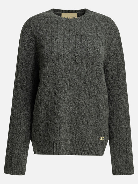 Crewneck sweaters Textured knit  Grey - Valentino Women | PDP | VIETTI Online Store 
