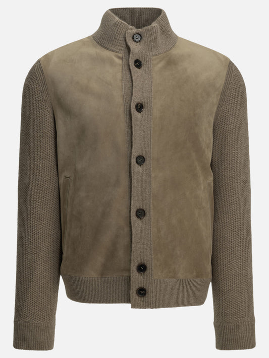 Zegna Cashmere and suede overshirt jacket Beige

