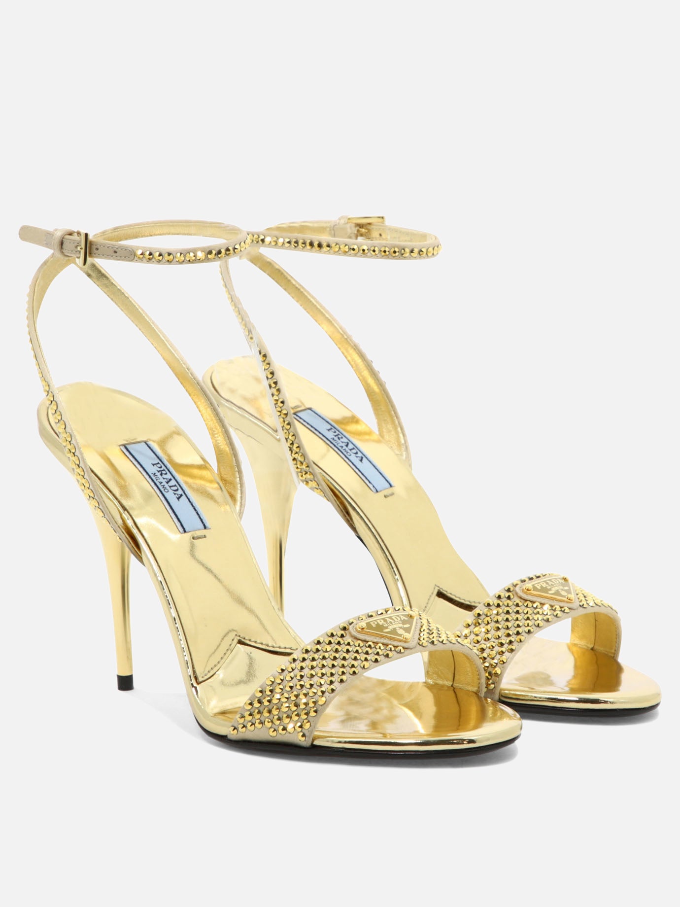 Satin sandals with crystals