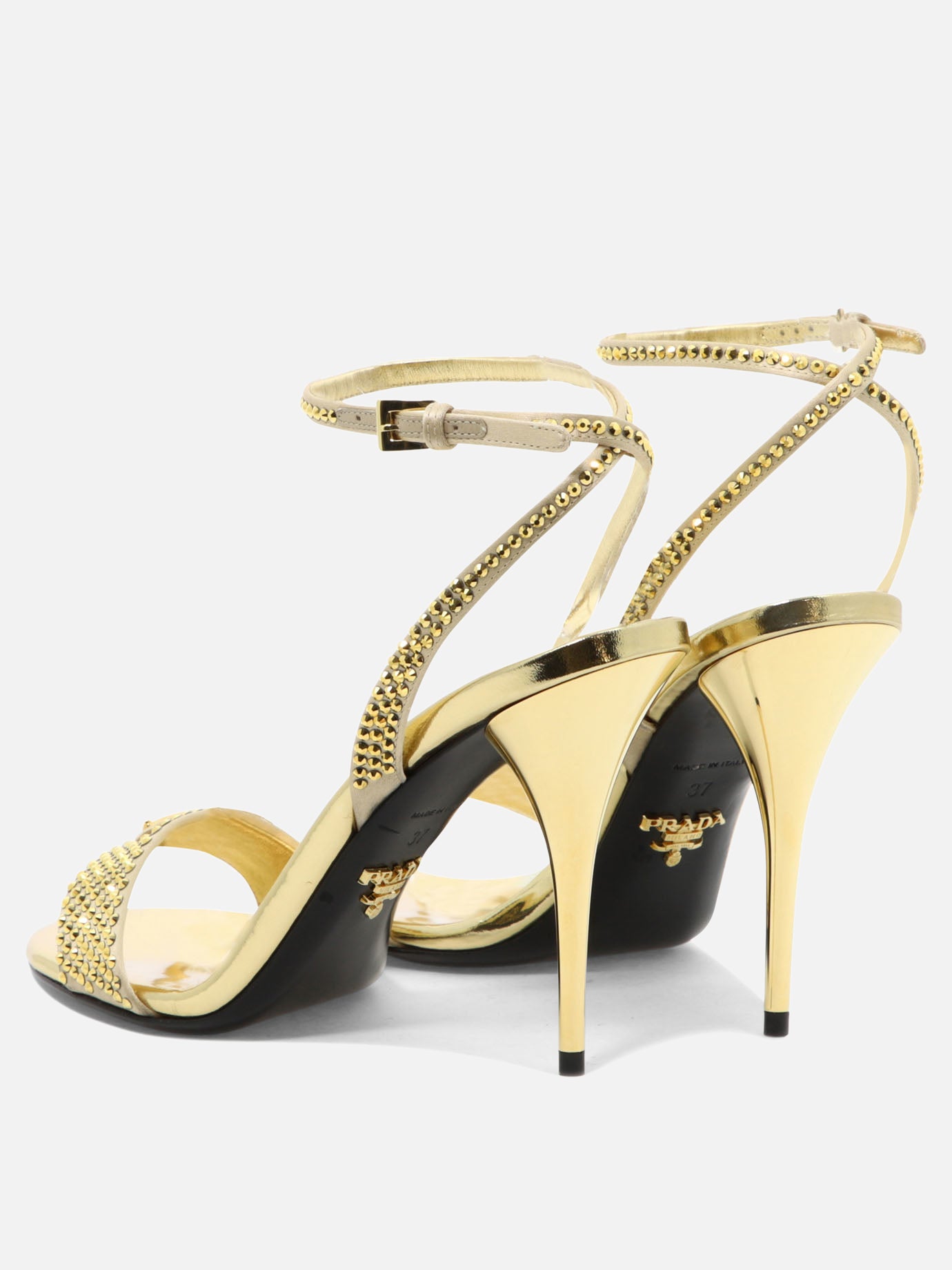 Satin sandals with crystals