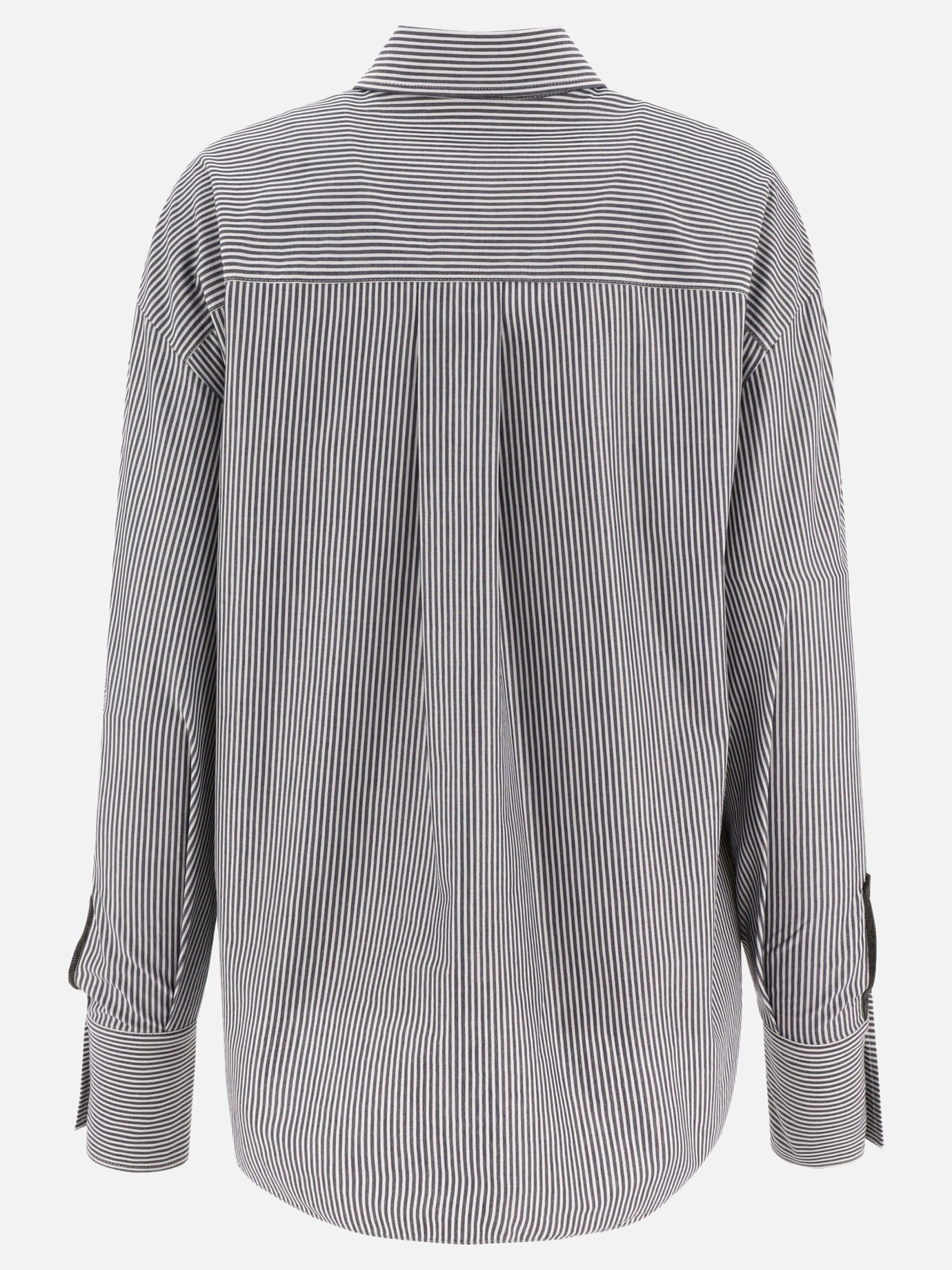 Striped shirt with lamé inserts