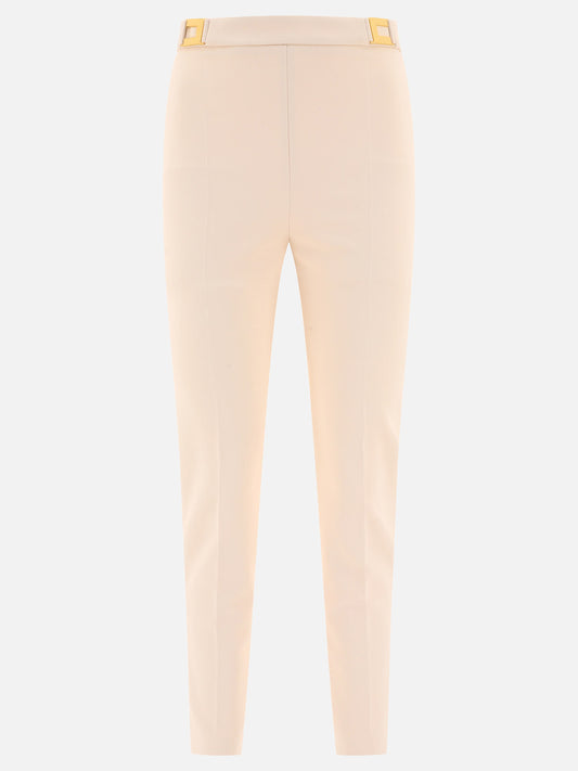 Crêpe straight fit trousers with logo plaques