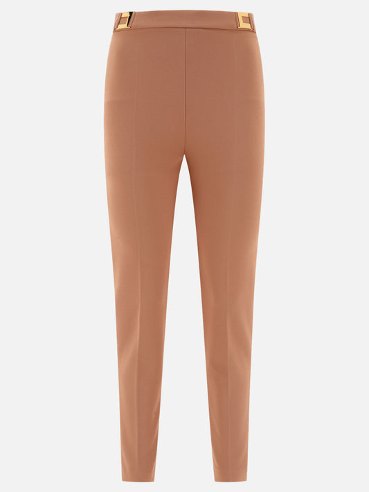 Crêpe straight fit trousers with logo plaques