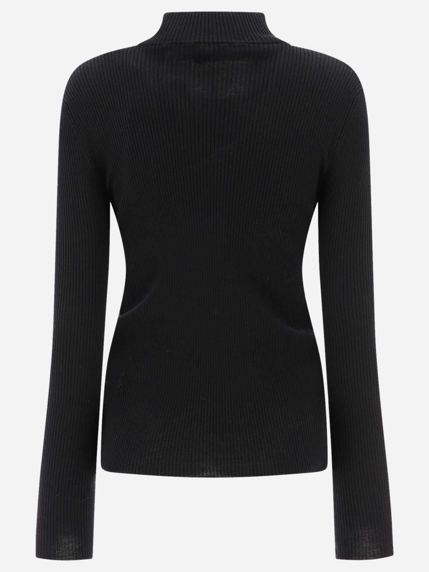 Wool Zip-Up Polo Neck Sweater