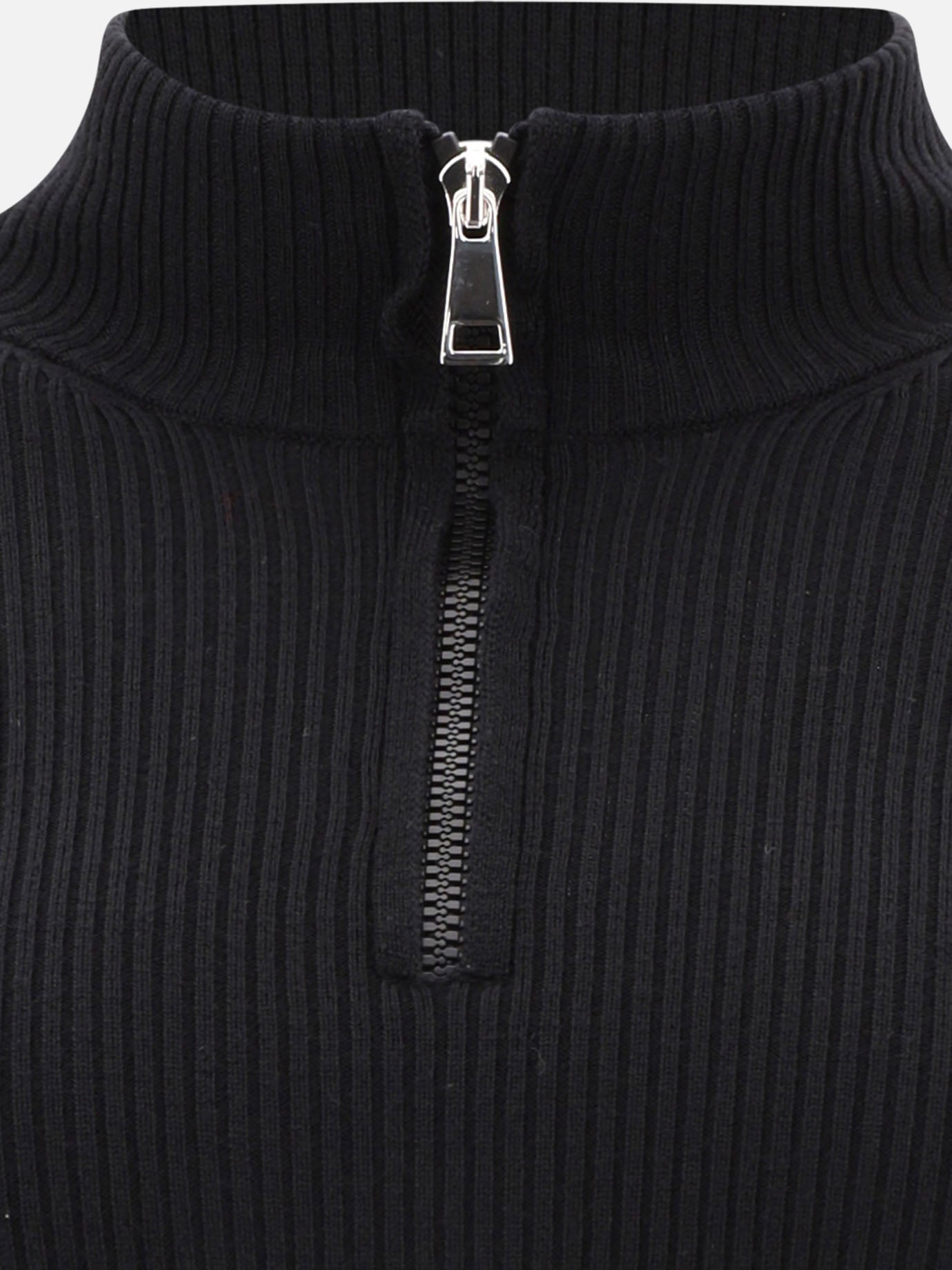 Wool Zip-Up Polo Neck Sweater